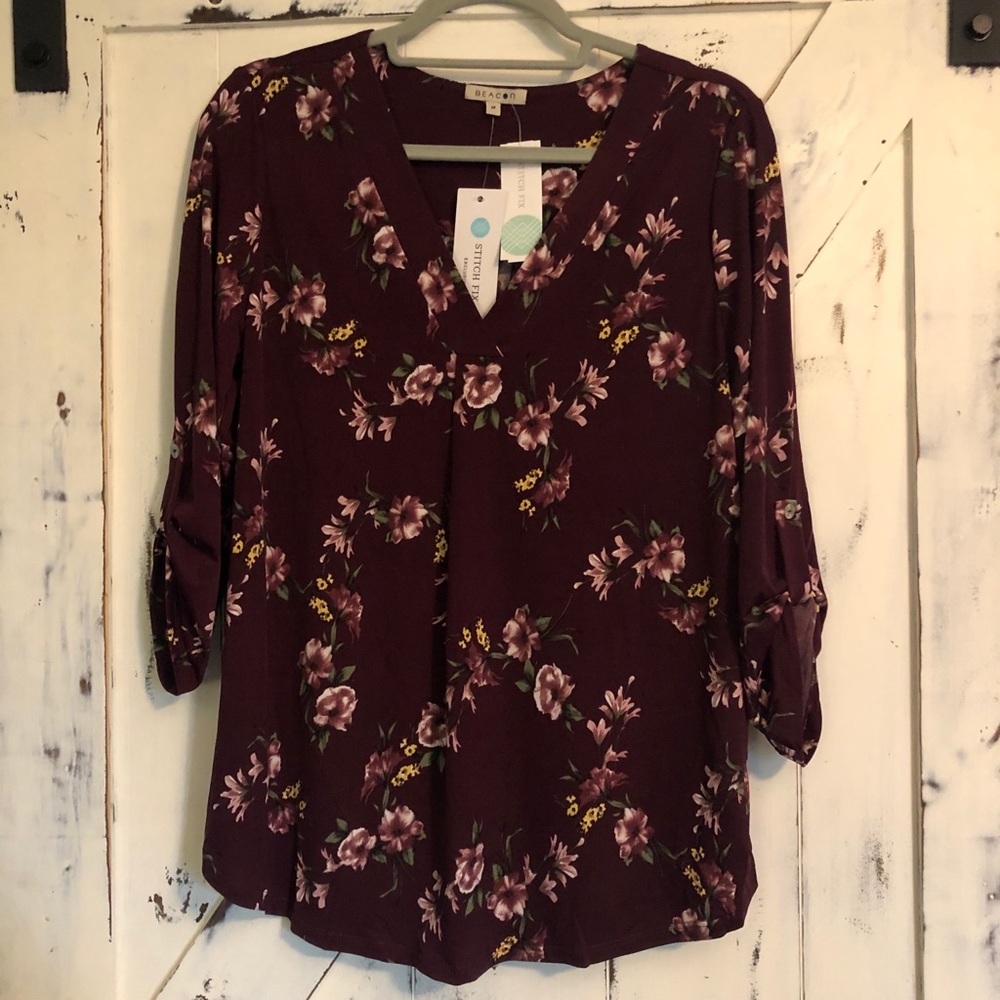 Beacon M Patty Roll Tab Knit Top